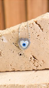 Colar Olho Grego na Madre Pérola com Borda de Zircônia