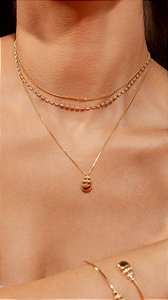 Colar Pingente Linha Dupla Cravejada