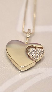 Colar Dois Coração - Liso/Cravejado