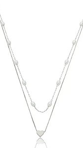 Colar Duplo Perolinha e Coração