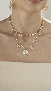 Colar de Perolinhas e Pingentes Mar