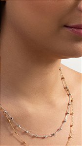 Colar de Bolinhas na Corrente de Mini Elos