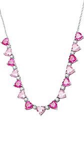 Colar Corações de Zircônias - Ródio Branco