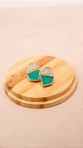 Brinco Geométrico Turquesa e Zircônias