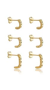 Brinco Trio De Meia Argola Mini Cartier