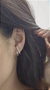 Brinco Argolinha Cravejada + Ear Hook Liso