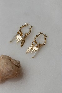 Brinco Argola Torcida com Pingentes Mar