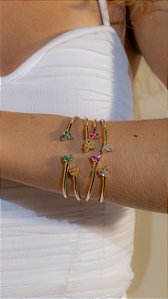 Bracelete Flexível Ponteira de Zircônia Coração Colors