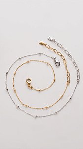 Pulseira de Bolinhas na Corrente de Mini Elos