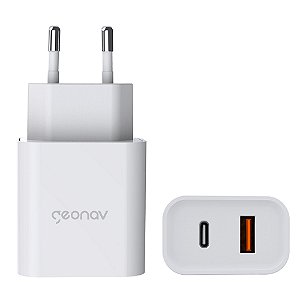 Carregador Turbo GEONAV USB e USB-C com Power Delivery