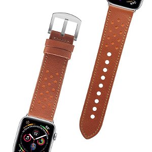 PULSEIRA PARA APPLE WATCH 38/40MM DE COURO DE VACA LEGITIMO, COR CARAMELO