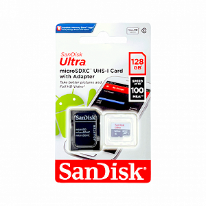 CARTAO DE MEMORIA SANDISK ULTRA 128GB MICRO SD C/ ADAPTADOR