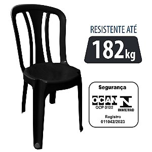 Cadeira de Plástico Bistrô Capacidade 182 kilos Preta