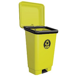 Lixeira Plástica Com Pedal 25 Litros Coleta Seletiva Metal Amarela