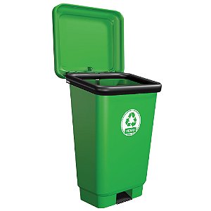 Lixeira Plástica Com Pedal 25 Litros Coleta Seletiva Vidro Verde