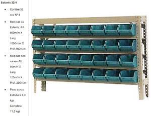 Estante para Gaveteiros Caixa Bin Nº 4 Mod 32/4