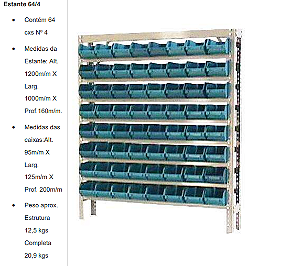Estante para Gaveteiros Caixa Bin Nº 4 Mod 64/4
