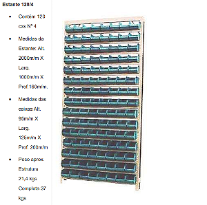 Estante para Gaveteiros Caixa Bin Nº 4 Mod 120/4
