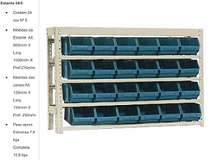 Estante para Gaveteiros Caixa Bin Nº 5 Mod 24/5