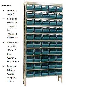 Estante para Gaveteiros Caixa Bin Nº 5 Mod 72/5