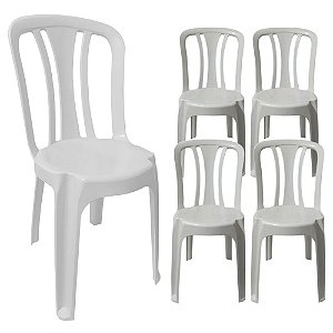Kit 8 Cadeiras Plástica Bistrô 182Kg Branca