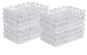 KIT 10 BANDEJAS PLÁSTICA NATURAL CAIXA 10 LITROS EMPILHÁVEL BRANCO CONGELAMENTO