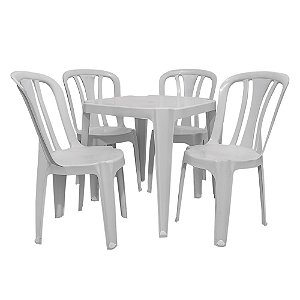 10 Kits Jogo de Mesa com 4 Cadeiras Plásticas Bistrô 182 Kilos Branca