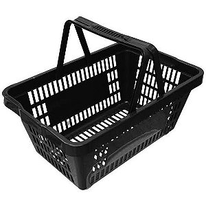 Cesta/Cestinha de Mercado Plástica 16 Litros com Alça Preta