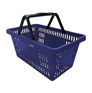 Cesta/Cestinha de Mercado Plástica 16 Litros com Alça Azul