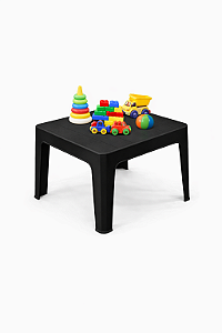 Mesa Infantil 50x50 Plástica Preta - Reforçada