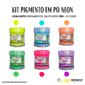 Pigmento Epóxi em Pó – Cores Neón: Kit Completo 6 Cores (Vip Resinas)