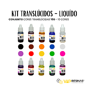 Pigmento Epóxi Translúcido – Kit Completo 10 Cores (Vip Resinas)