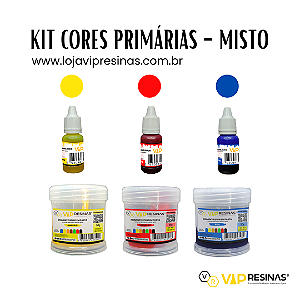 KIT 02 - Pigmentos Epóxi Cores Primárias MATERIAIS MISTOS (Vip Resinas)