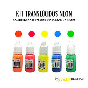 Pigmento Epóxi Translúcido NEÓN – Kit Completo 5 Cores (Vip Resinas)
