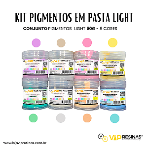 Pigmento Epóxi em Pasta – Cores Light: KIT COMPLETO 8 CORES 50 GRAMAS (Vip Resinas)