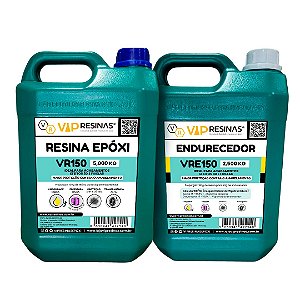 Resina Epóxi com Proteção UV VR150 7,5kg – Baixa Espessura / Média viscosidade (VipResinas}