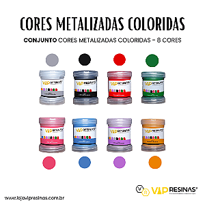 Pigmento Epóxi em Pasta – Cores Metalizadas Coloridas: Kit Completo 8 Cores (Vip Resinas)