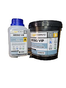 Gesso VIP -  Gesso impermeável compatível com resina epóxi - 3,000Kg (kit) - Vip Resinas