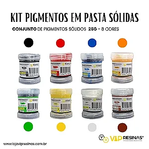 Kit 8 Pigmentos Epóxi Pasta Cores Sólidas  Vip Resinas