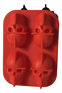 Molde Silicone Caveira Profissional Para Gelos, Saboaria 4 Cavidades