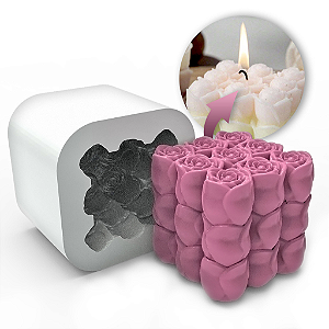 Molde de Silicone Cubo Flor Tulipa Empilhada