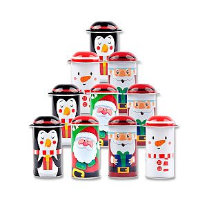 Latas Natal Decoradas Sortidas Para Vela 200ml Metal C/ Tampa