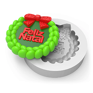 Molde de Silicone Guirlanda Feliz Natal para Sabonetes, Velas e Resina Artesanal