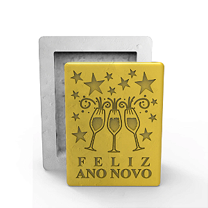 Molde de Silicone Feliz Ano Novo para Sabonetes, Velas e Resina Artesanal