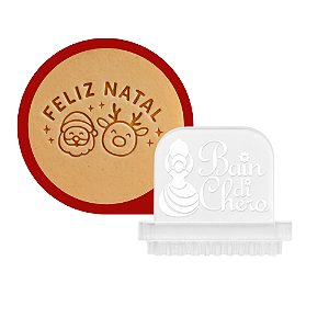 Carimbo Acrílico para Sabonetes modelo Natalino - Feliz Natal Papai Noel e Rena