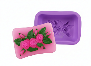 Molde de Silicone Anatômico com Rosas para Sabonetes, Velas e Resina Artesanal