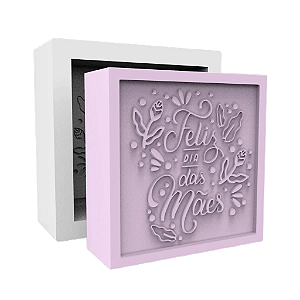Molde de Silicone Quadrada Feliz dia das Mães com flores para Sabonetes, Velas e Resina Artesanal
