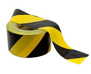Fita zebrada 100MTS Preto/amarelo sinalização Plastcor