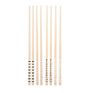 Conjunto Com 4 Pares De Hashi De Bambu Com Estampa 24cm