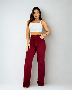 Calça Jeans Wide Leg - Cherry Color